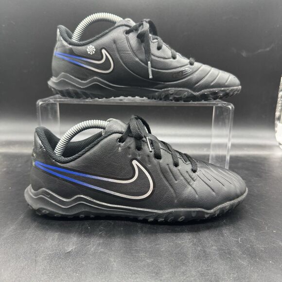 Nike Tiempo Legend 10 Club Turf Low Black Indoor Soccer Futbol Size 3Y EUC